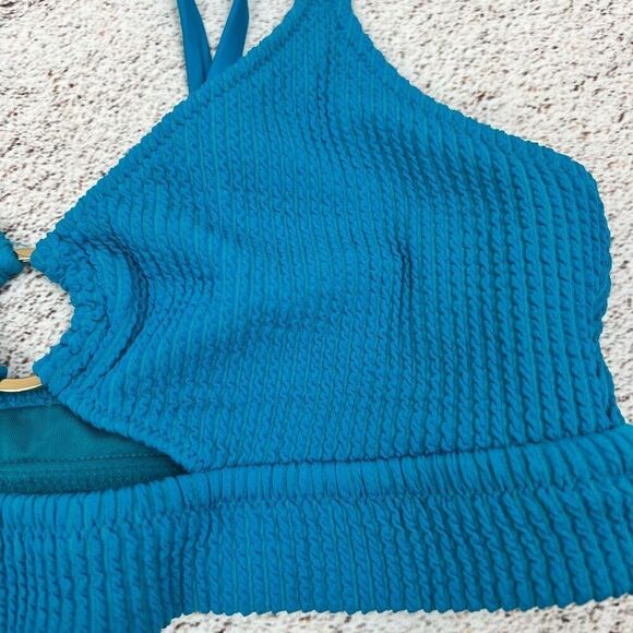 Aerie Women's Scoop Bikini Top Blue Size L - Picture 6 of 7